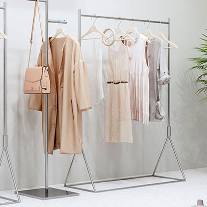 Industrial Plain Coat Rack Stainless Steel Clothes Hanger in Silver