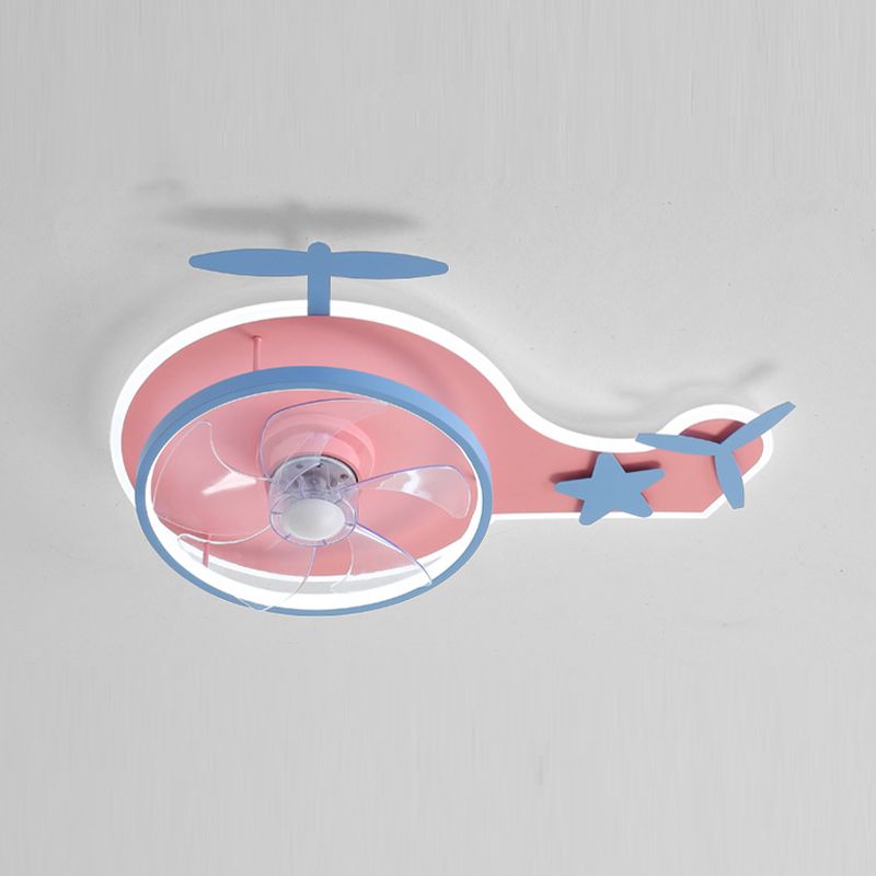 5-Blade LED Ceiling Fan Metallic Pink Fan with Light for Bedroom