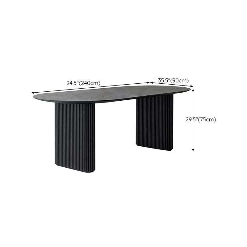 Simplicity Style Dinette Table Solid Wood Oval Dinner Table in Black