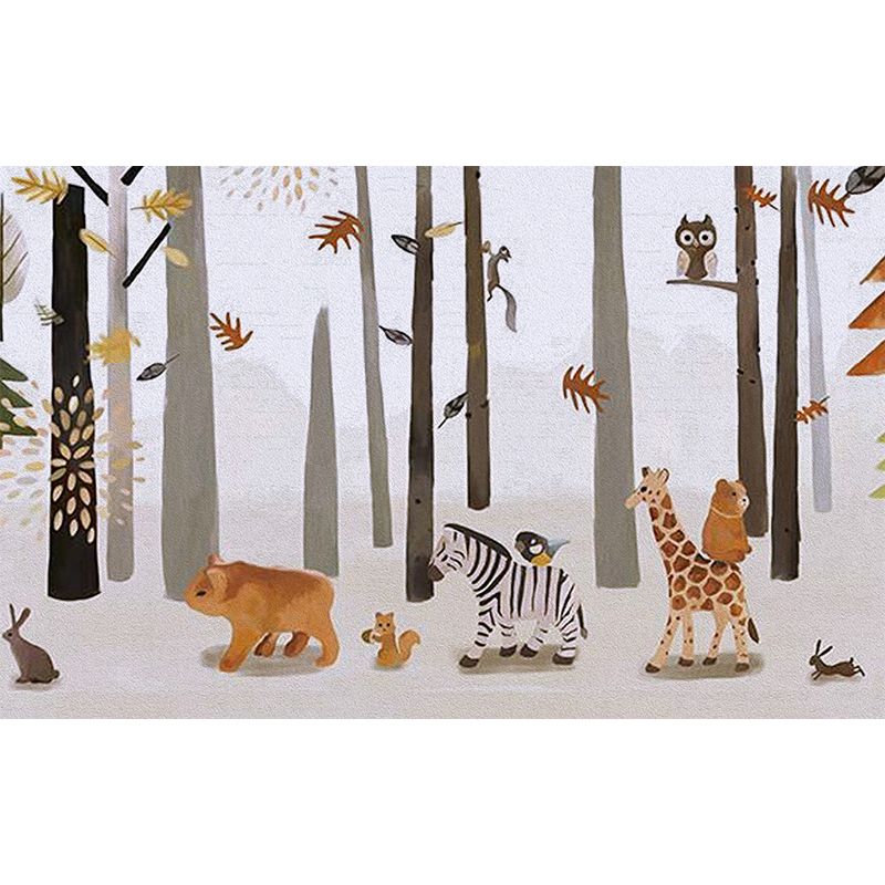 Cartoon Animal Print Mural Decal Pastel Color Moisture Resistant Wall Decor for Nursery