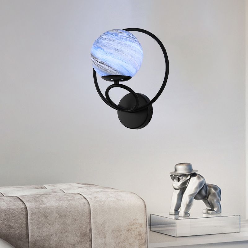 Contemporary Wall Sconce Globe Glass Wall Light Fixture for Living Room