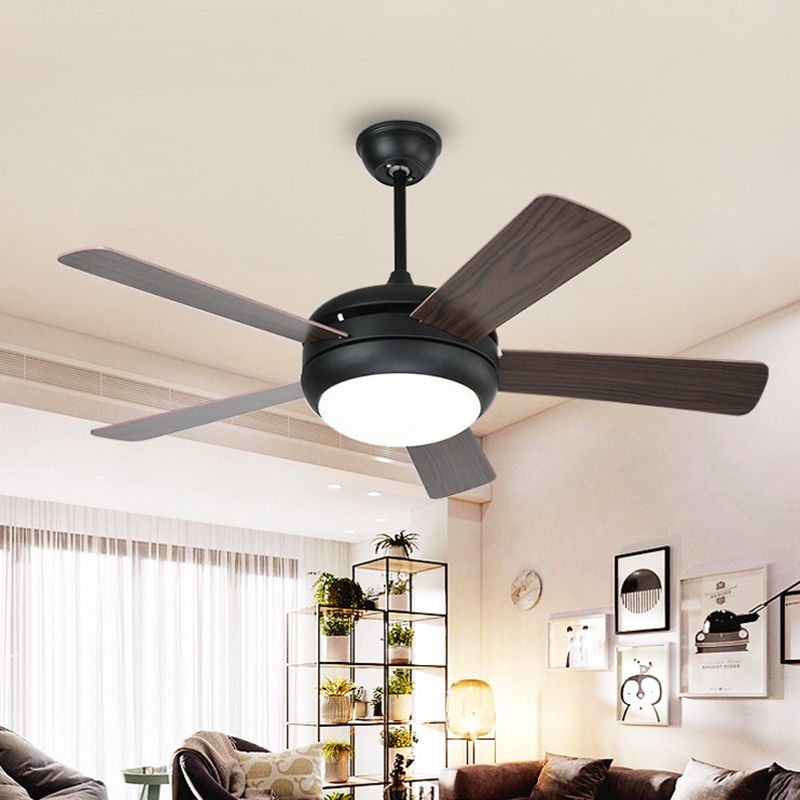 Metal Coffee Semi Flush Light Ayémordial Dome 48 "W LED LED PENDANT ANTIQUÉ lampe en 3 couleurs Lumière avec / sans conversion de fréquence, 5 lames