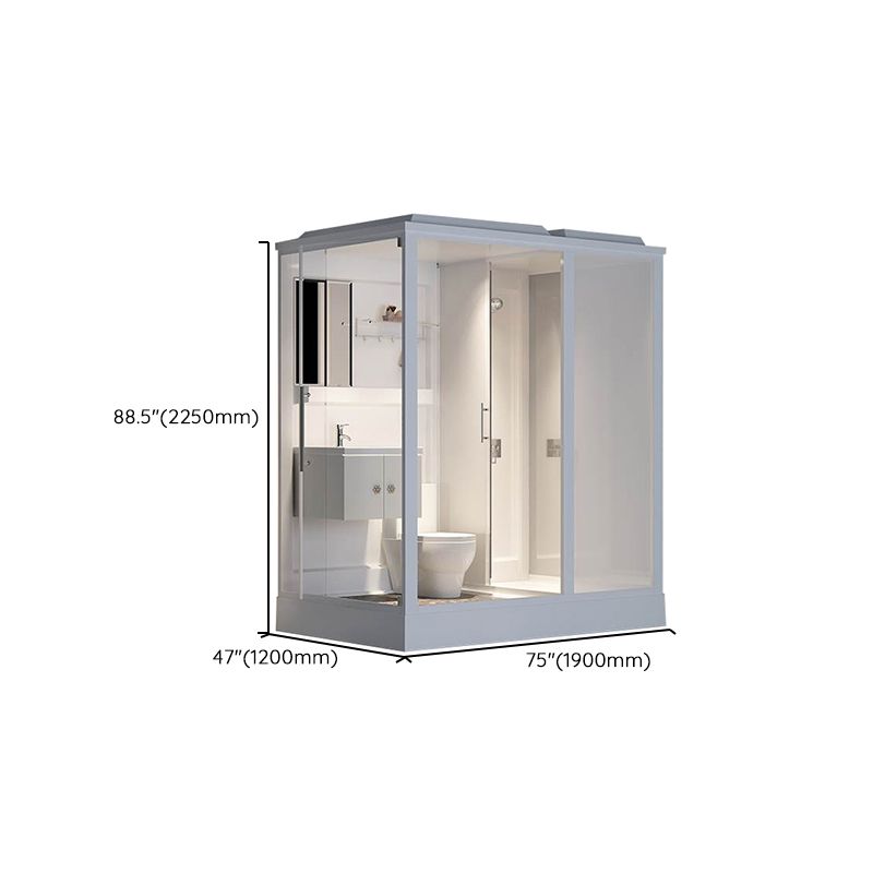 White Shower Stall Framed Single Sliding Rectangle Shower Kit