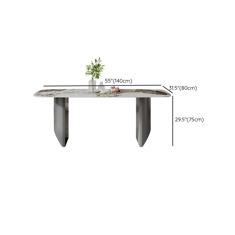 Rectangular Dining Table Set 1/2/5/7 Pieces White Stone Dining Set for Kitchen