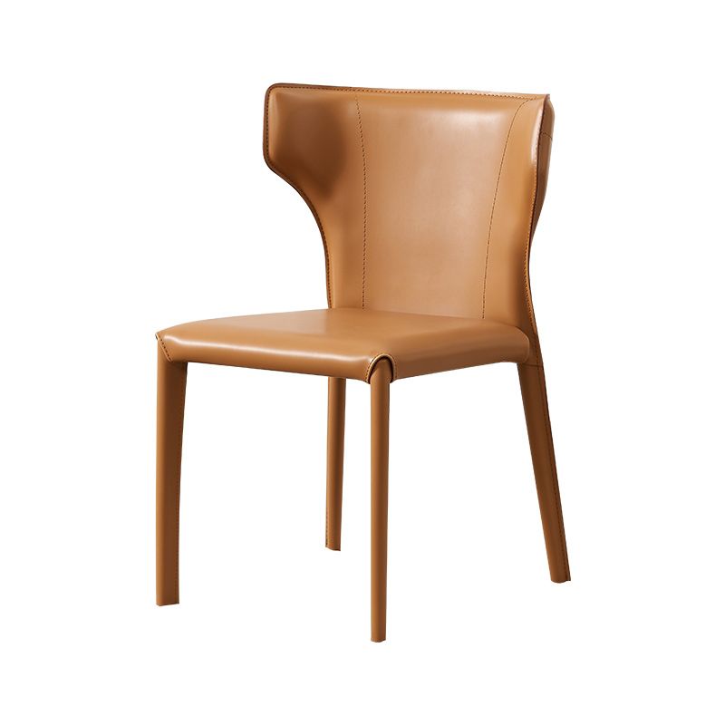 Modern Wingback Dining Chairs Faux Leather Armless Side Chair