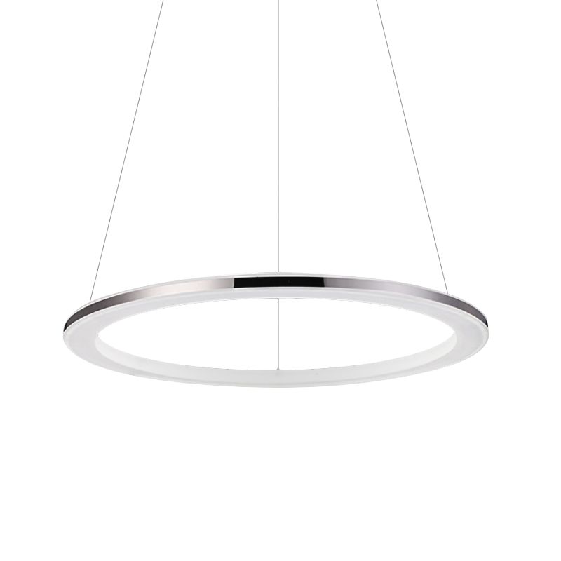 Acrylic Round Ceiling Pendant Contemporary LED 1/2/3-Head Silver Chandelier in Warm/White Light