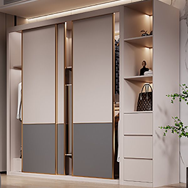 Contemporary Style Wardrobe Wooden Bedroom Wardrobe Closet with Shelves
