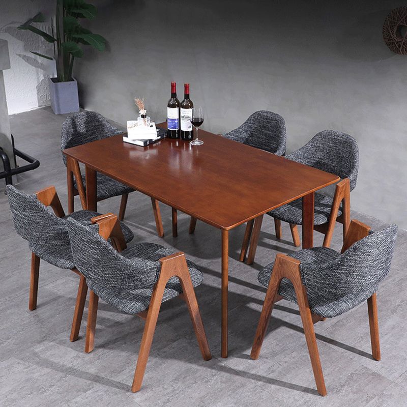 Scandinavian Rubberwood Open Arm Chair Upholstered Dining Chair with Wood Legs