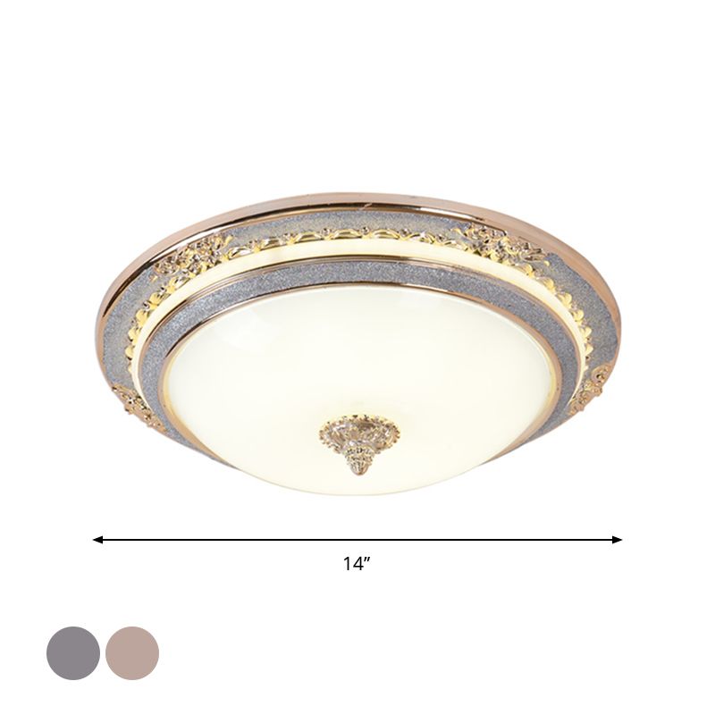 Crèmekleurige abrikozenplafondlamp komvormige eenvoud LED-inbouwverlichtingsarmatuur, diameter 14"/16"/19,5"