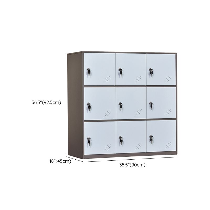 Contemporary Non-Hanging Armoire with Hinged Doors White and Brown Metal Storage Cabinet