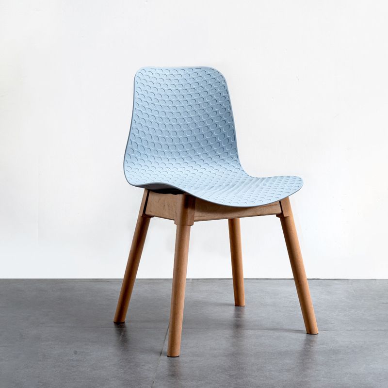 Nordic Style Plastic Chairs Armless Side Chairs with Wooden Legs for Kitchen