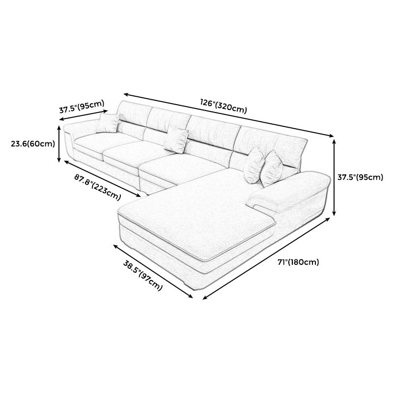 Modern Reversible Chaise Sectionals with Pillows Flared Arm Sectionals for Living Room