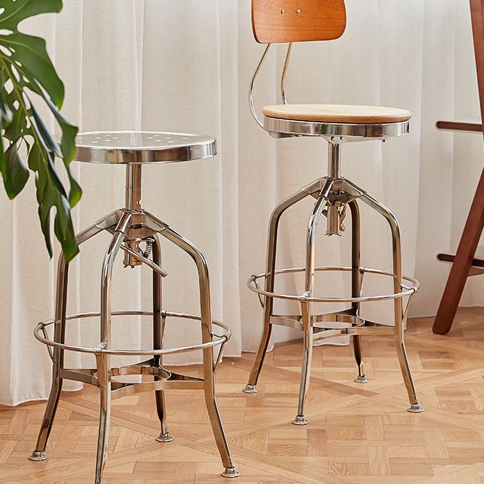 Industrial Metal Bar Stools Swivel Adjustable Height Bar Stool with Footrest
