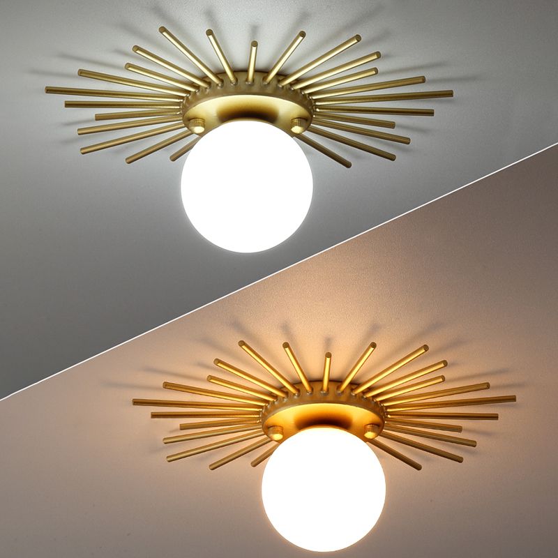 Zeitgenössische Runde Deckenmontage Glas Aisle Ceiling Mount Light Fassung in Weiß