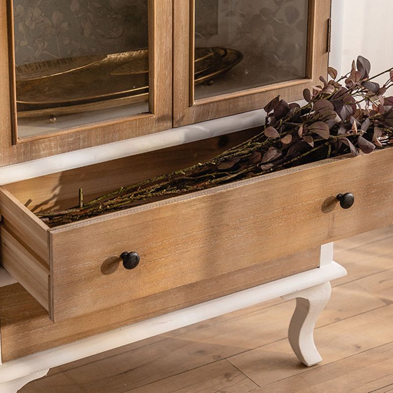 Half Circle Accent Cabinet Solid Wood Storage Cabinet with  Drawer