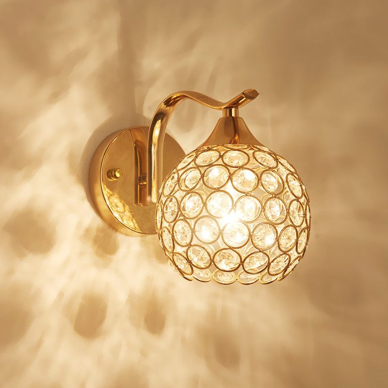 Éclairage mural rond de style minimaliste Éclairage Crystal Cloudroom Glasce Lightture in Gold