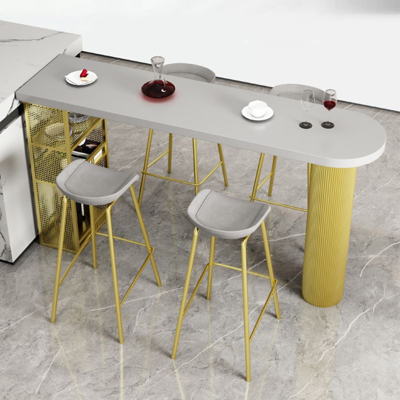 Industrial Metal Double Pedestal Bar Table Solid Wood Top Bar Table with Shelves