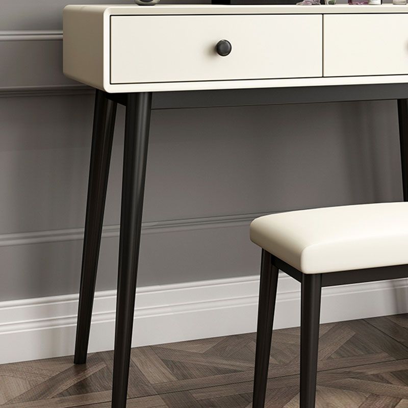Contemporary White Vanity Table 29.53" H Vanity Set with Stool and Mirror