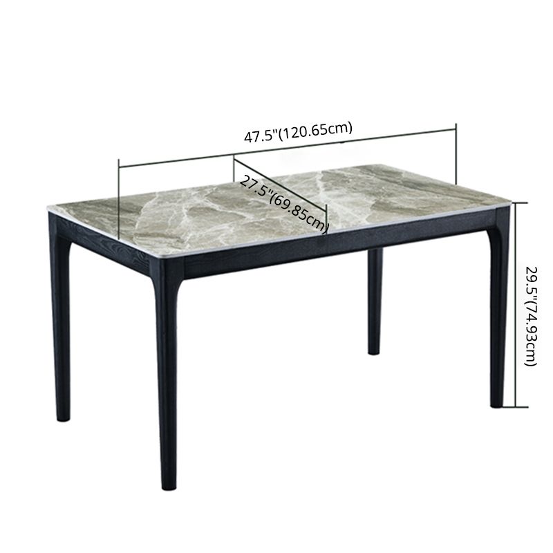 Esstisch im minimalistischen Stil mit Rechteckform -Tisch und gepolsterten Stühlen