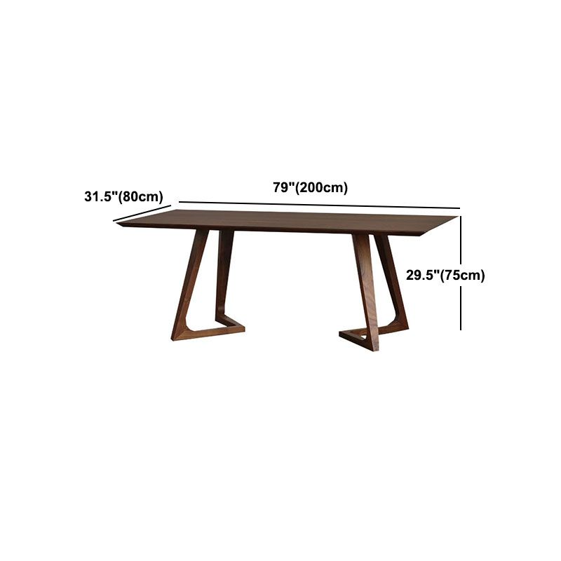 Solid Wood Top Dining Table Traditional Luxury Table with Sled Base in Brown