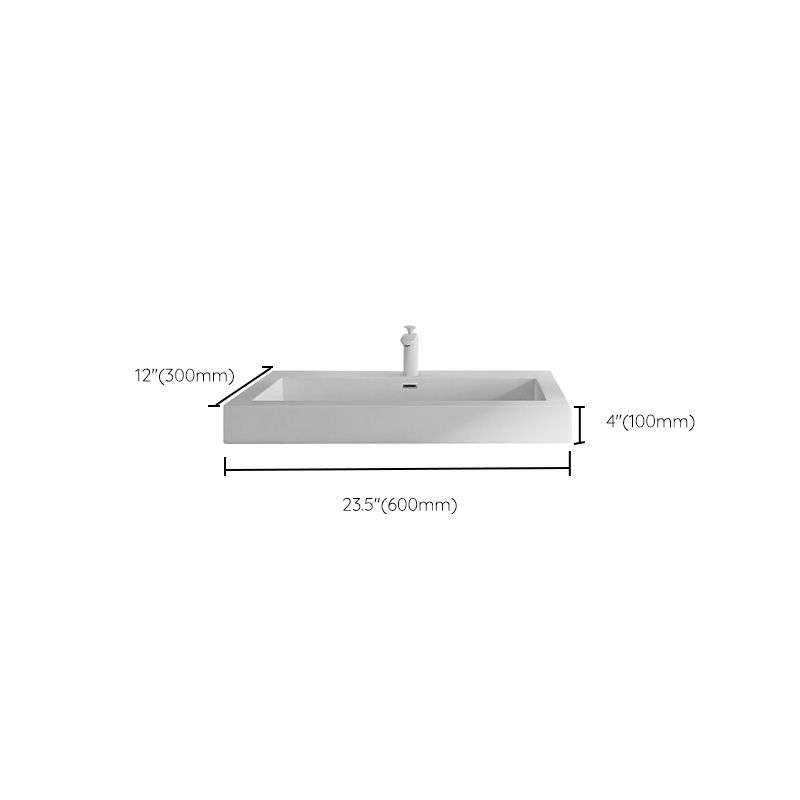 Modern Bathroom Sink Man Made Rock Rectangular Vessel Bathroom Sink with Pop-Up Drain