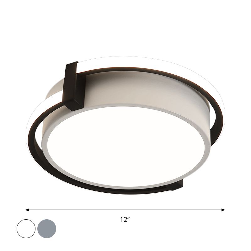 12"/16"/19.5" W Dorm Room LED Flushmount Minimalist Grey/White Flush Mount Ceiling Light with Round Acrylic Shade