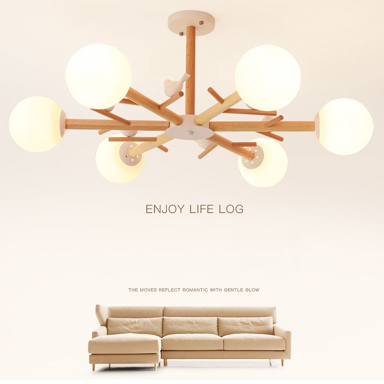 Globe Chandelier Light Fixture Modern Cream Glass Pendant Lighting for Restaurant