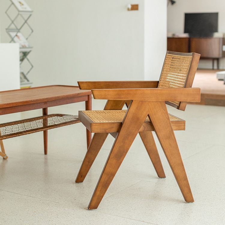 Sillas de comedor de estilo tradicional, silla con respaldo abierto y brazo de cocina con patas de madera