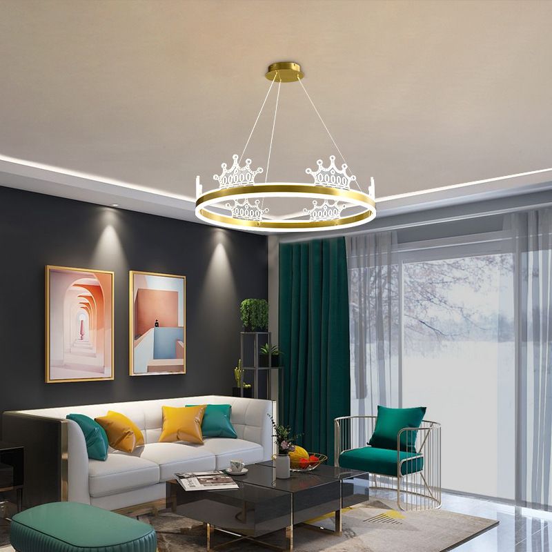 Postmoderner Kreis Kronleuchter Messing Kronleuchter Anhänger in Gold für Esszimmer