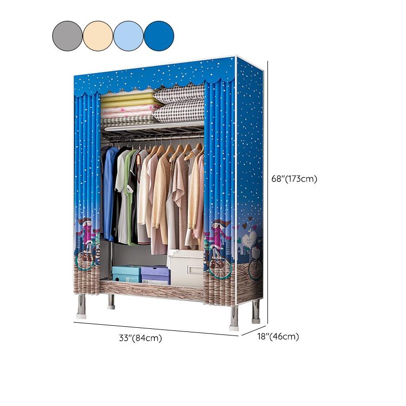 Contemporary Wardrobe Armoire with Shelves Steel Wardrobe Closet for Home