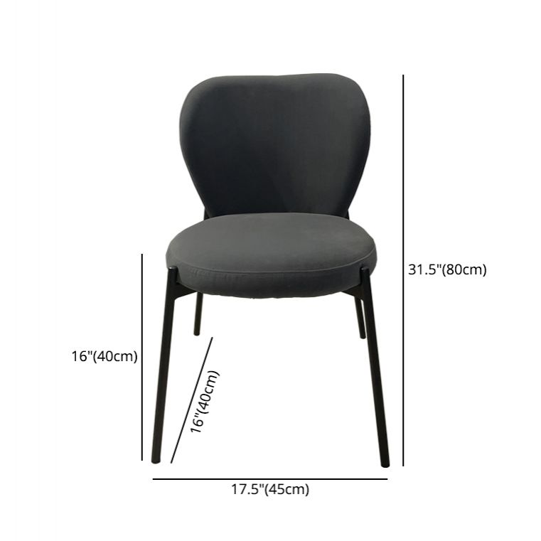Scandinavian Style Dining Fabric Side Chair Solid Back Armless Chair for Home Use