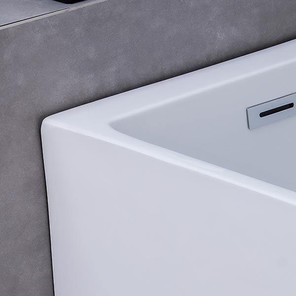 White Acrylic Alcove Bath Tub Rectangular 25" H Bathtub for Home (Without Faucet)