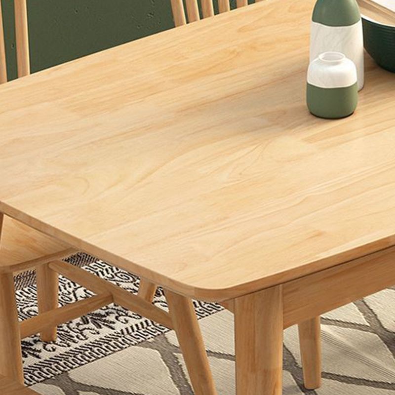 Nordic Glam Dining Wood Table Dining Rectangle Table with Wood Legs