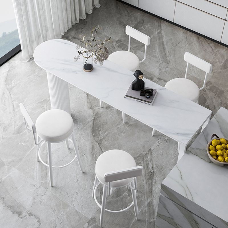 Industrial Stone Pub Dining Set 1/5 Pieces Counter Table with Upholstered Stools