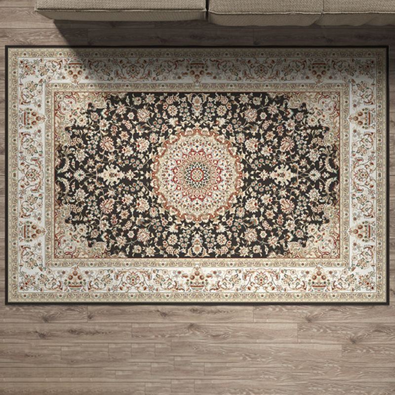 Vino Patrón de rojo alfombra poliéster alfombra vintage resistente a la alfombra para sala de estar