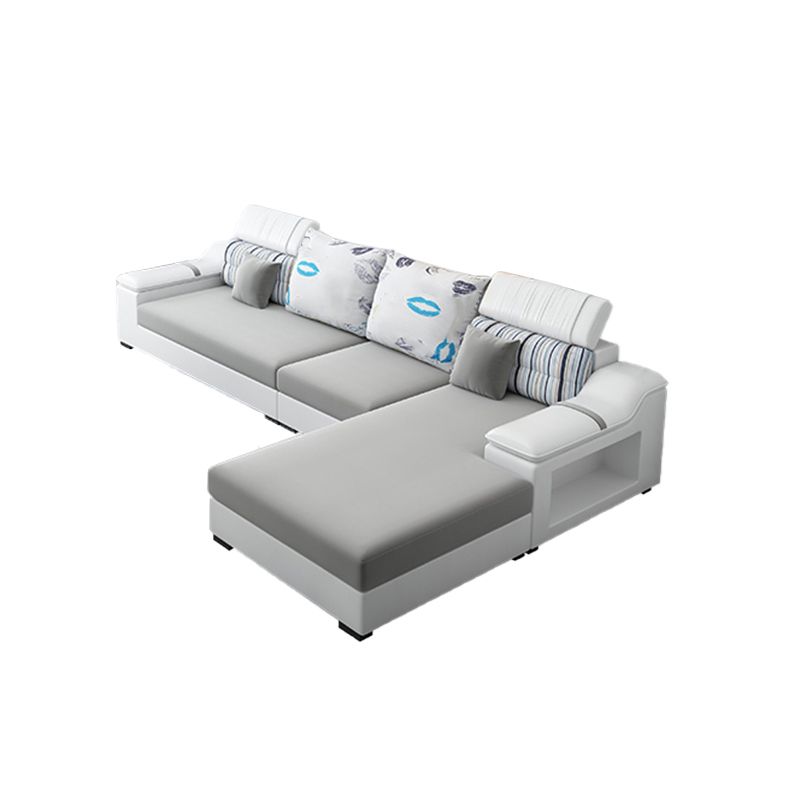 Light-grey Modern Sectional Stain-Resistant Faux leather Sectional