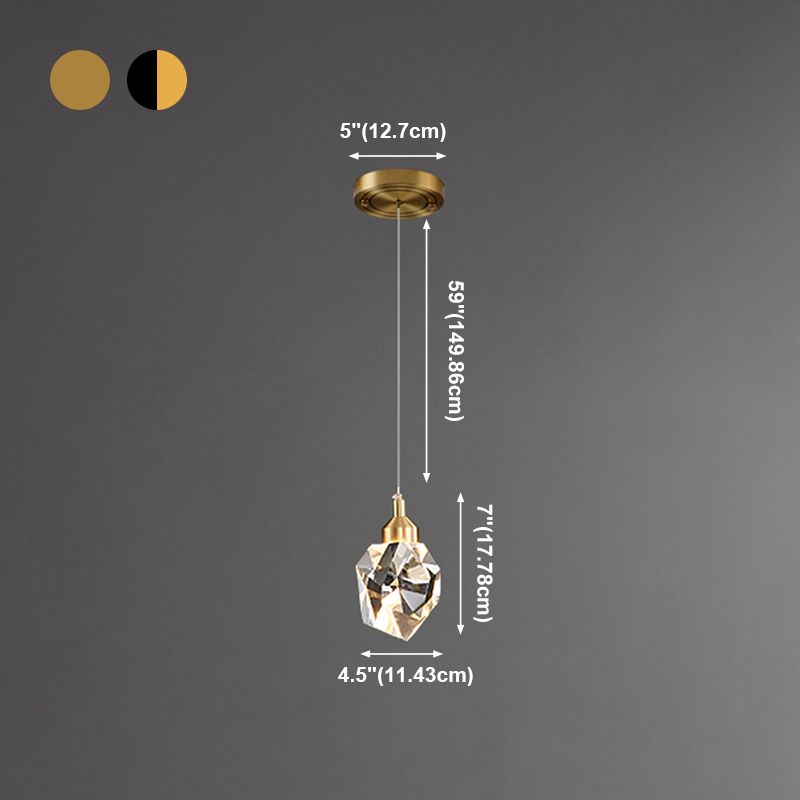 Lampe suspendue géométrique en cuivre dans un pendentif en cristal de style artistique moderne pour chambre à coucher