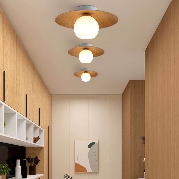 Geometric Flush Mount Fixture Contemporary Glass 1 Light Flush Light