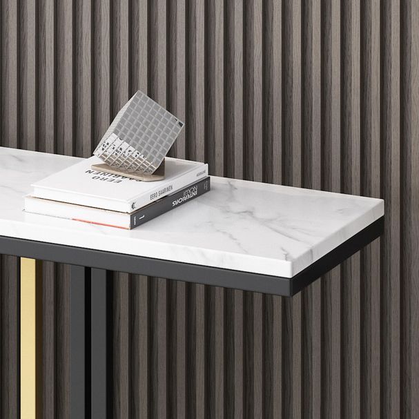 Modern Stone Console Table 1 Shelf 31.5" Tall End Table for Hall