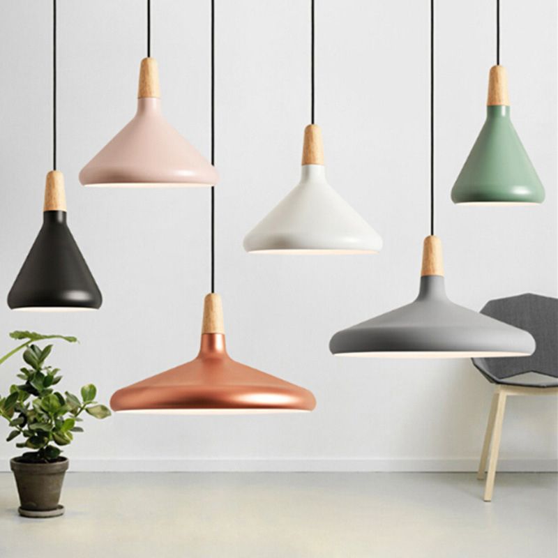Multi Color Optional Simplicity Pendant Light Nordic Macaroon Aluminum Lampshade 1-Light Hanging Light for Kitchen