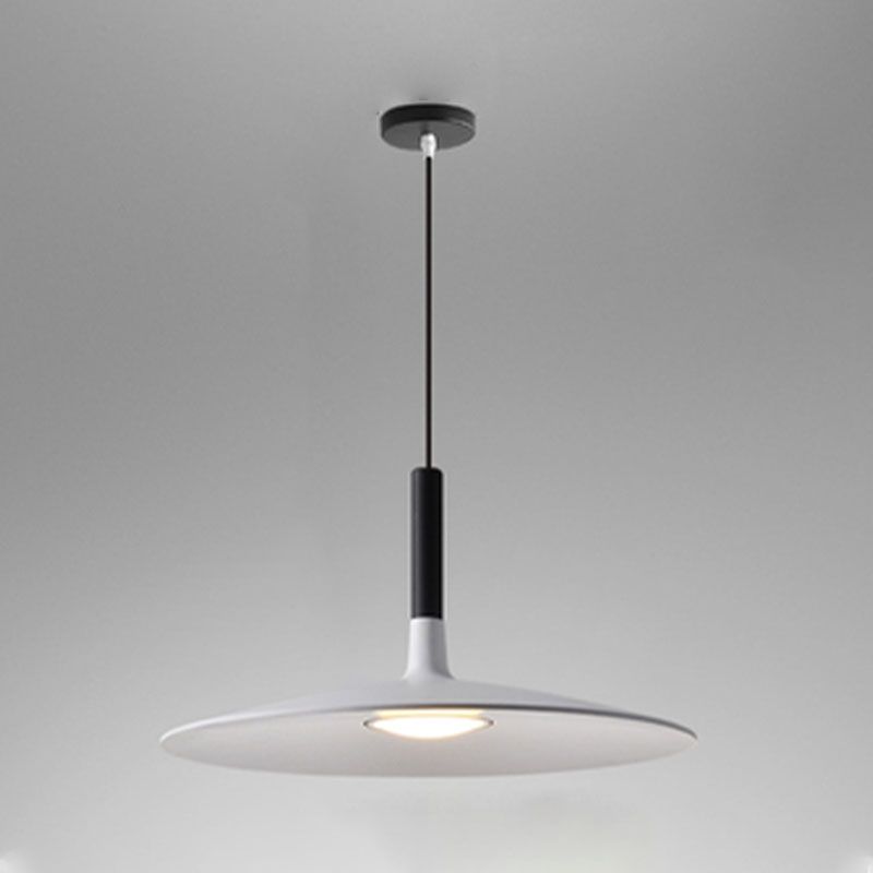 Minimalist Indoor Pendant Light, Metal Flat Shade LED Pendant Lighting