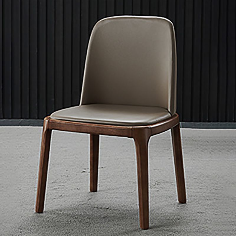 Industrial Solid Wood Dining Chair Faux Leather Side Chair with Upholstered