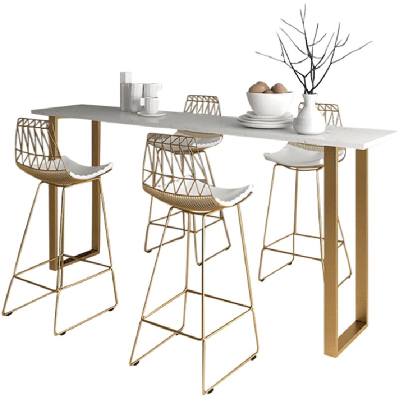 White and Black Glam Style Table Marble and Metal Coffee Shop Bar Table