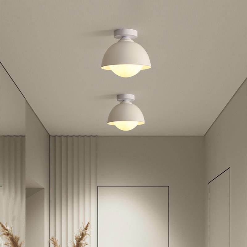 Dome Shape Flush Mount Modern Style Metal 1 Light Flush Ceiling Light in White/black