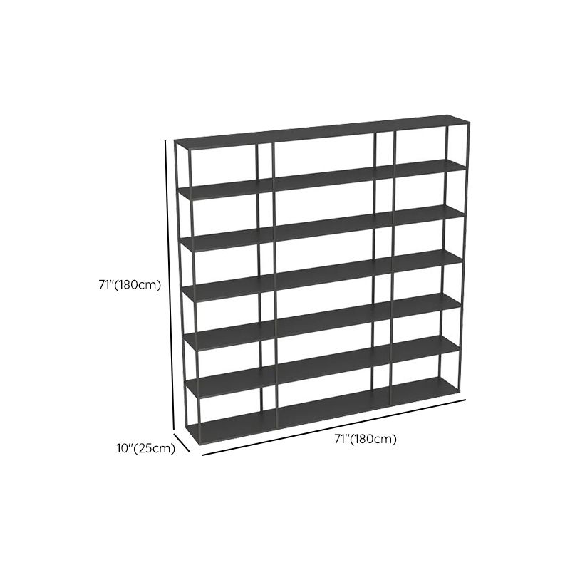 Contemporary Metal Bookcase Open Back Black Etagere Bookshelf