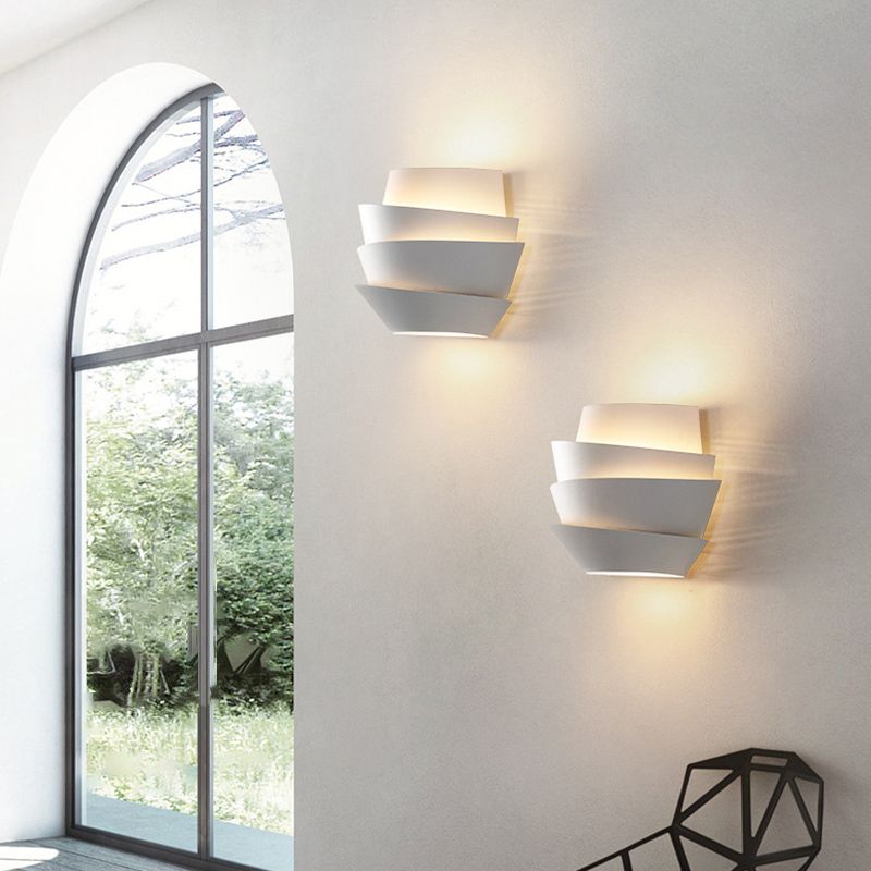 Contemporary 2-Light White Wall Mounted Sconce Metal Unique Wall Light