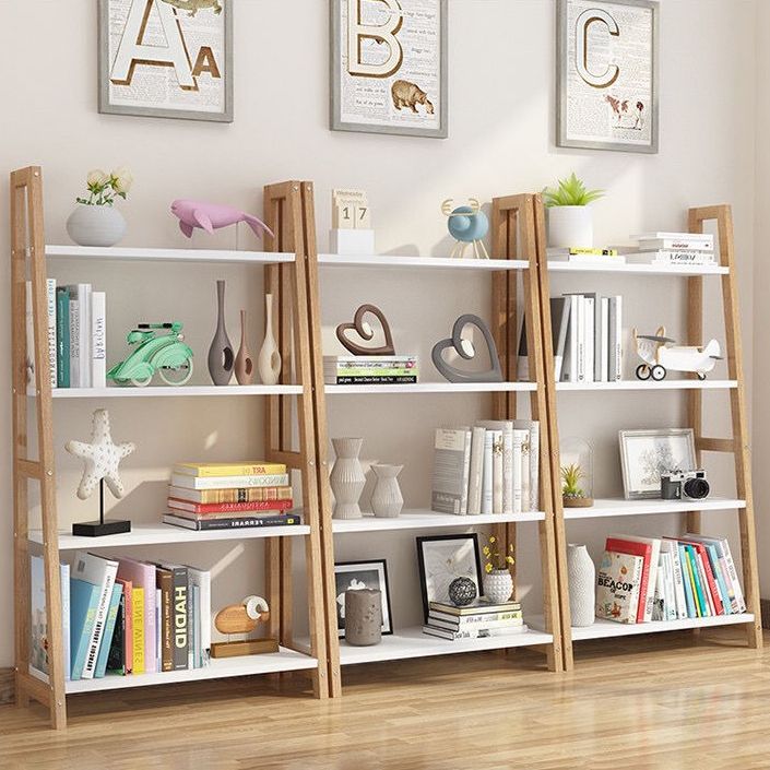 Contemporary Wooden Shelf Bookcase Vertical Bookshelf for Home Office