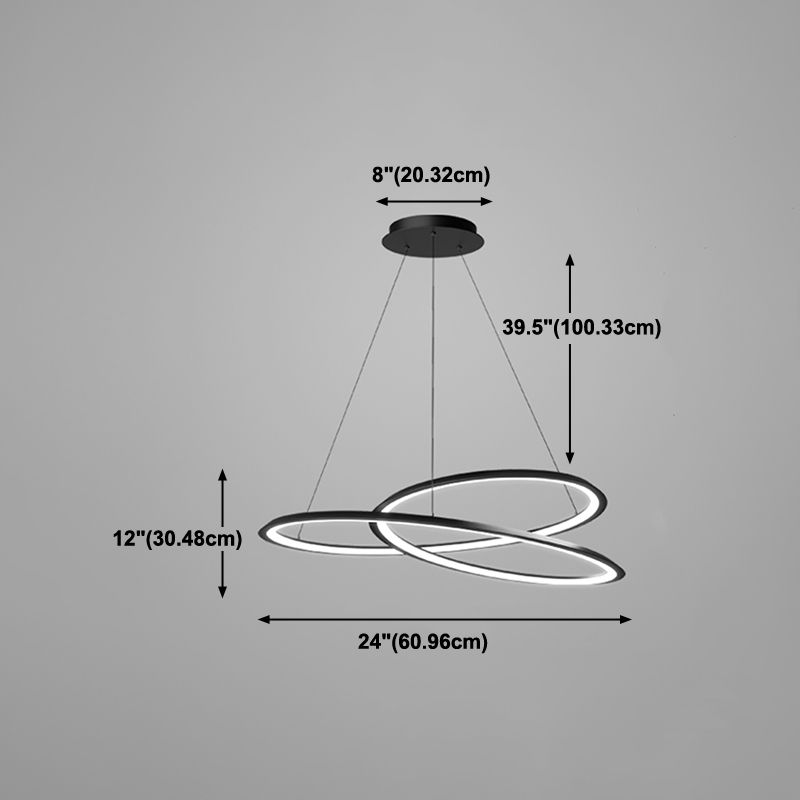 Twisting Shape Metal Chandelier Light Modern 1- Light Chandelier Lighting Fixture in Black