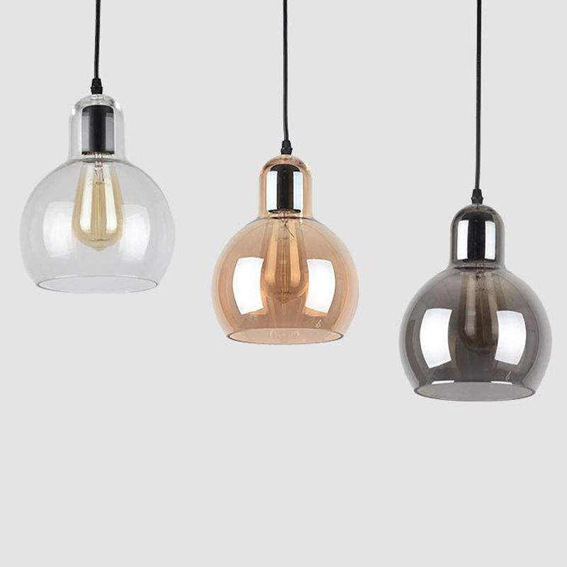 Glass Black Pendant Light in Modern Creative Style Aluminium Globe Hanging Lamp for Interior Spaces