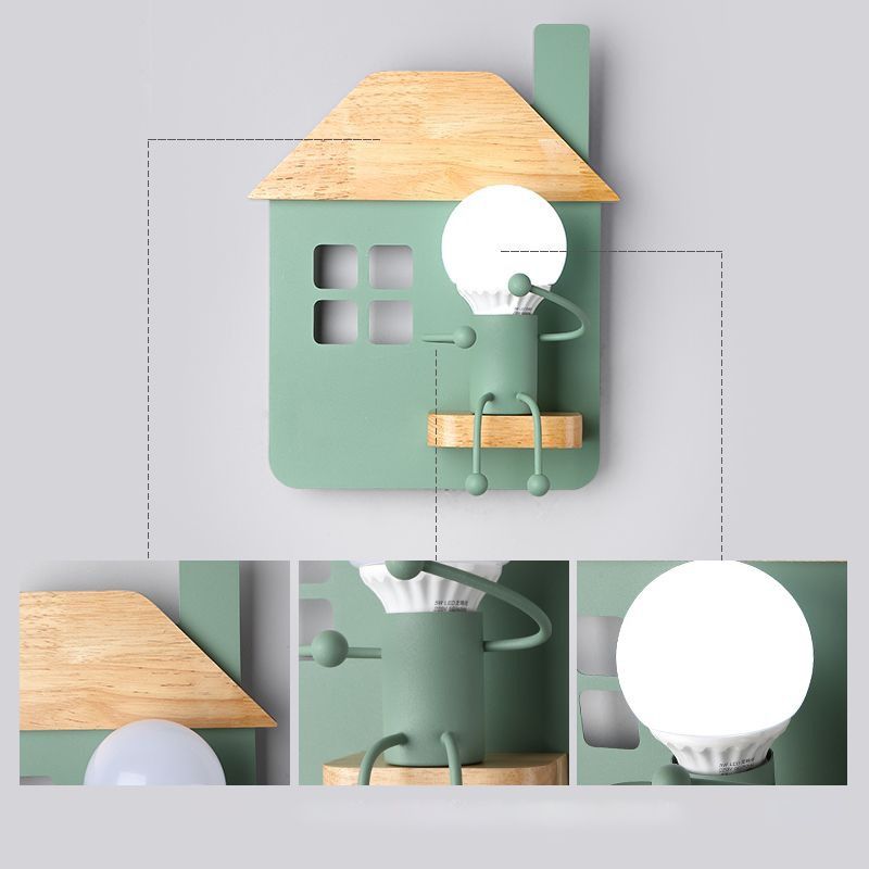 Noordse moderne muur gemonteerd licht houten huis 1-licht wandlampen voor slaapkamer